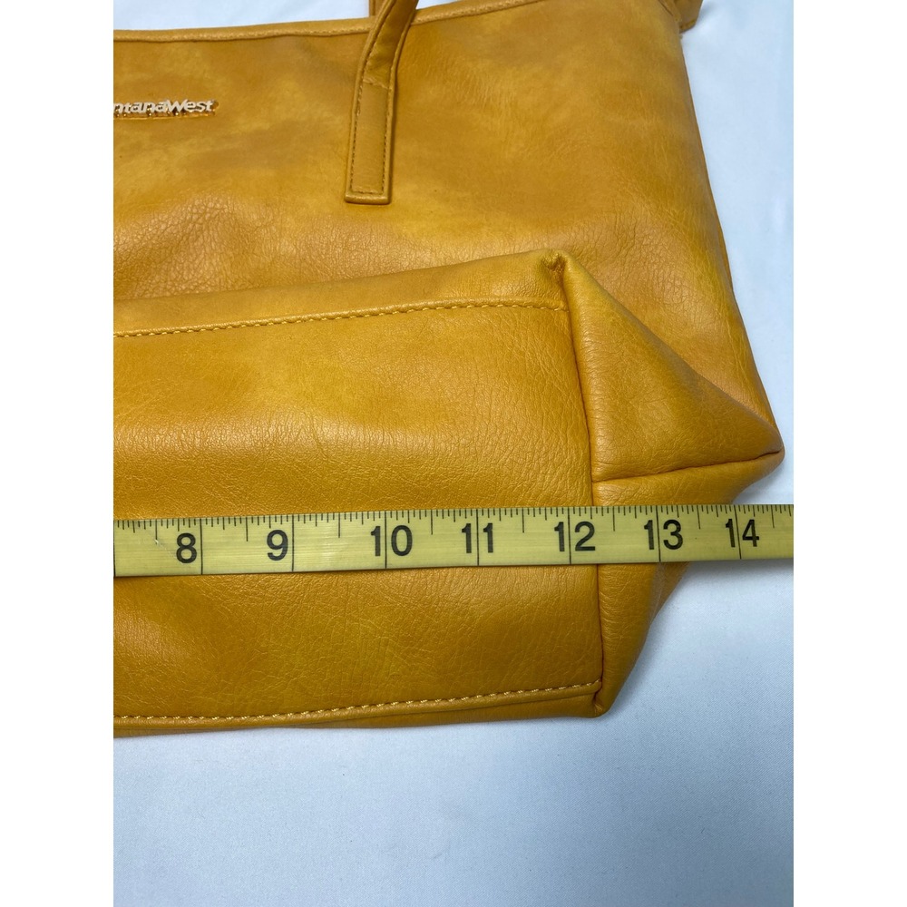 Montana West Mustard Yellow Tote Bag‎ Faux Leather Shoulder Bag - Picture 8 of 11